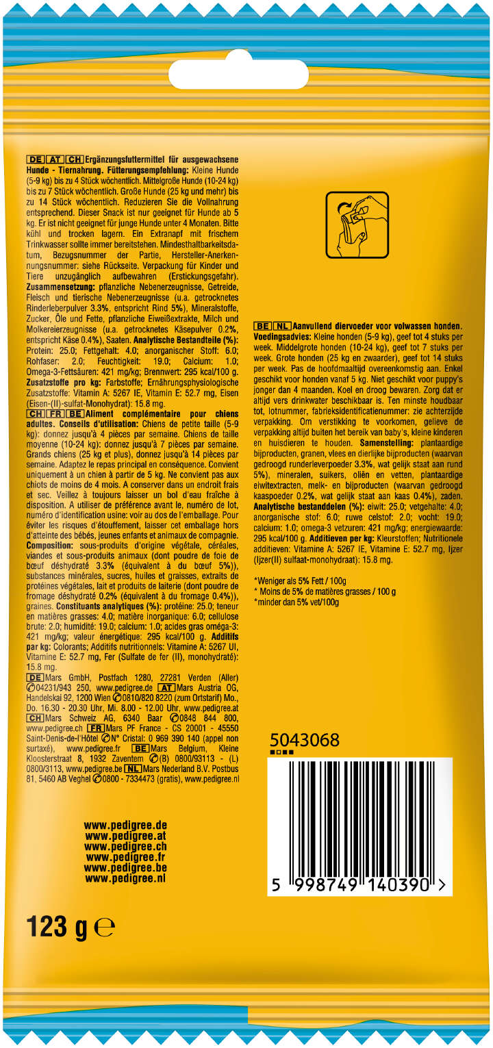 Pedigree Hundeleckerlis RODEO Duos mit Rind und Käse Geschmack